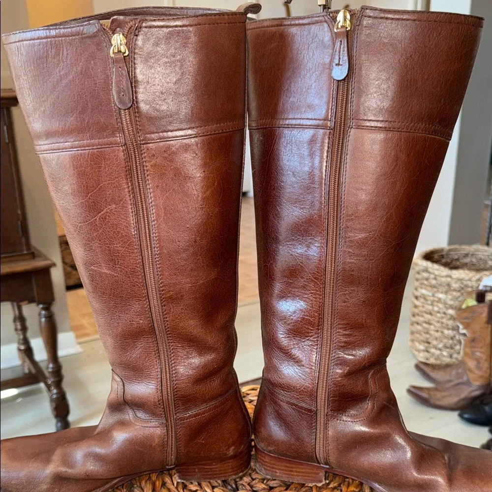 Tory Burch Brown Leather Riding Boots Size 10M - Picture 6 of 11